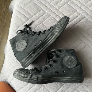 All black high top converse size 7.5(womens) 5.5(mens)